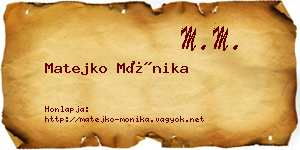 Matejko Mónika névjegykártya